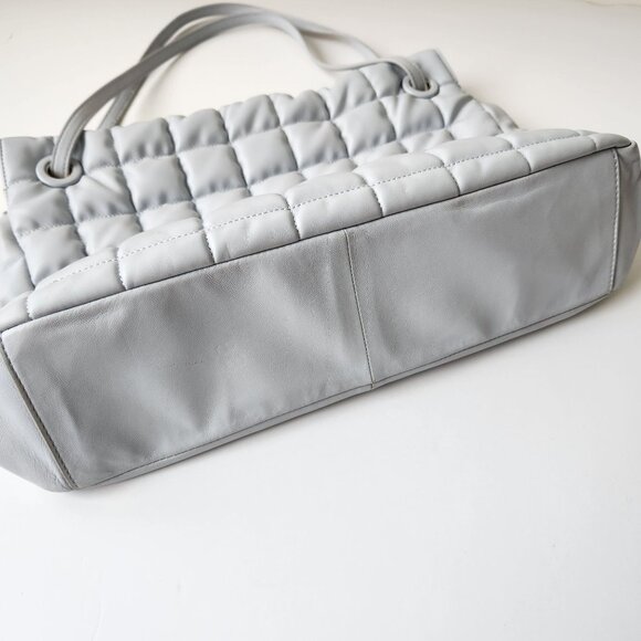 Vince Camuto Jass Quilted Puffy Large Shoulder Bag Tote Gray Faux Leather Soft - Picture 3 of 13